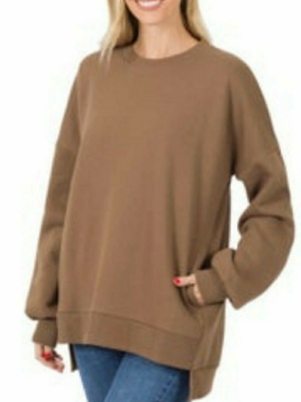 ZENANA POCKETED SWEATSHIRT